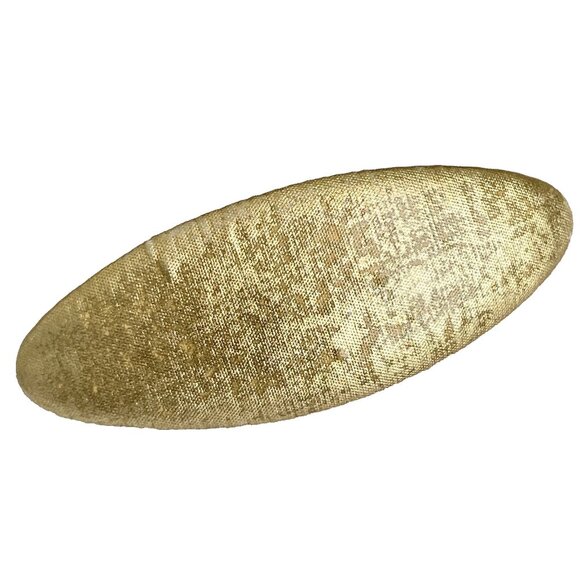 Vintage Gold Metallic Fabric Oval French Barrette 80s 90s Leeza Long Hair 3.5" - Picture 1 of 8